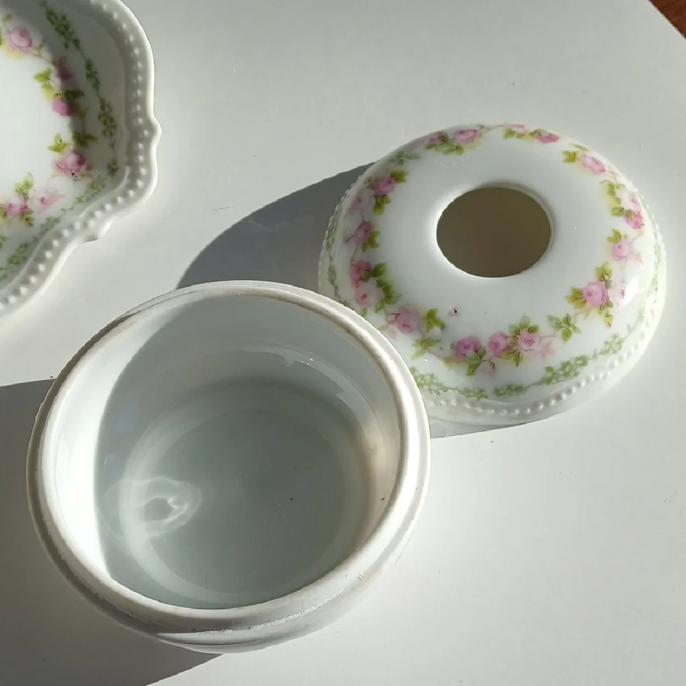 Antique P. K. Silesia Floral Porcelain Vanity Set